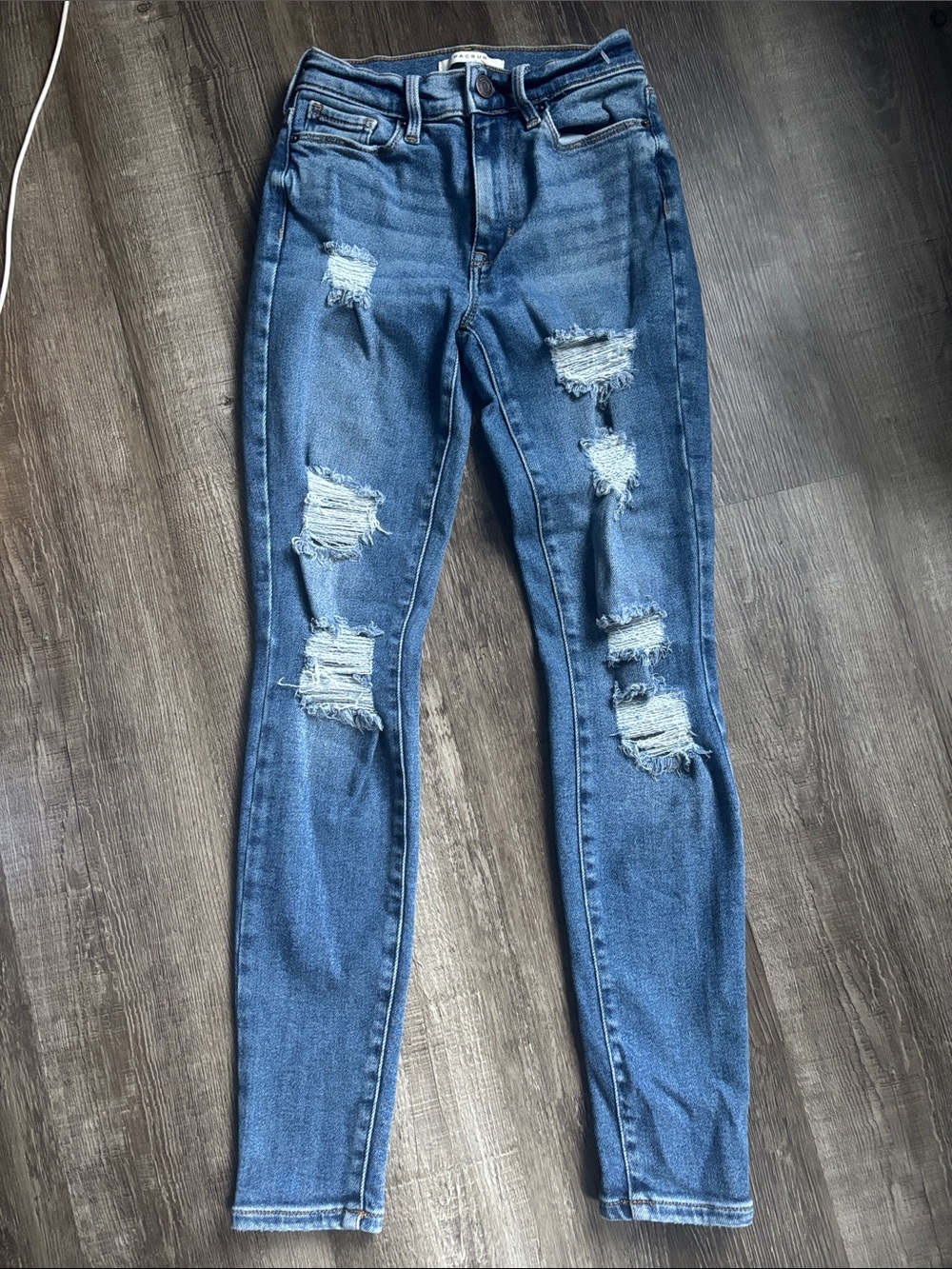 Pacsun Womens High-Rise Distressed jegging Skinny Jeans - Blue size 23